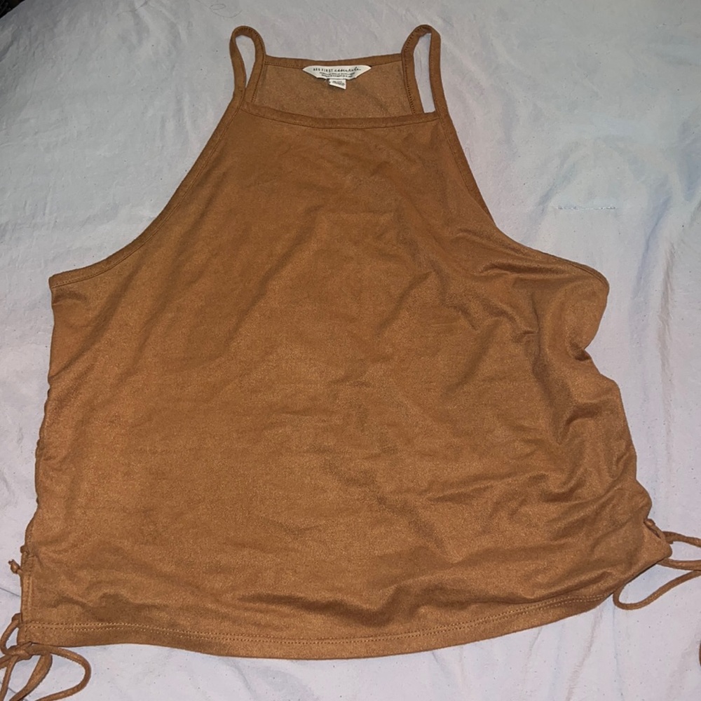 American Eagle Essentials Tan Suede Crop Top